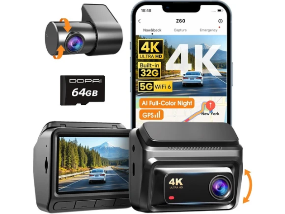 4K Front-and-Rear Dash Camera — Dash Cam, DDPAI