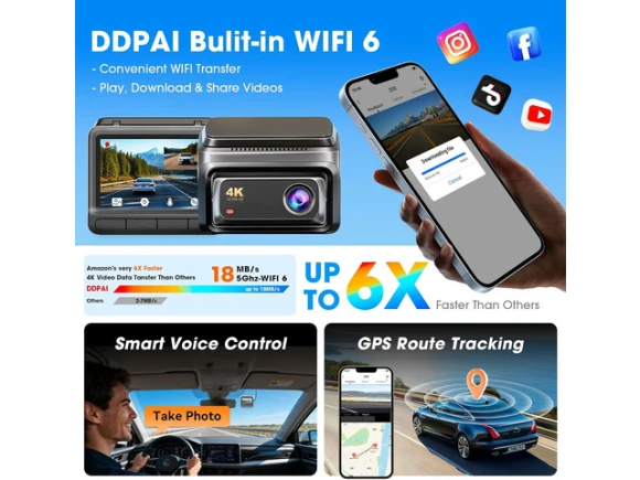 4K Front-and-Rear Dash Camera — Dash Cam, DDPAI