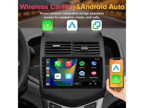9-inch touchscreen car stereo / Android head unit for Chevy Aveo and Sonic, 2011–2015 — Car Infotainment System, Trisvision