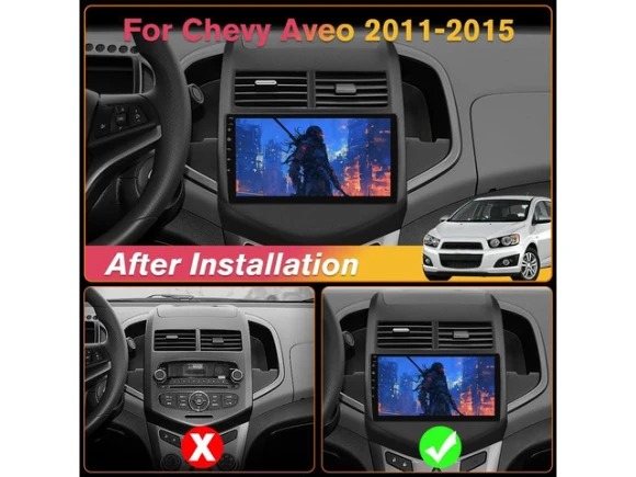 9-inch touchscreen car stereo / Android head unit for Chevy Aveo and Sonic, 2011–2015 — Car Infotainment System, Trisvision