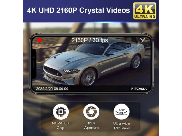 Dash camera for Ford Mustang, 2019–2023, with 64GB card — Dash Cam, Fitcamx