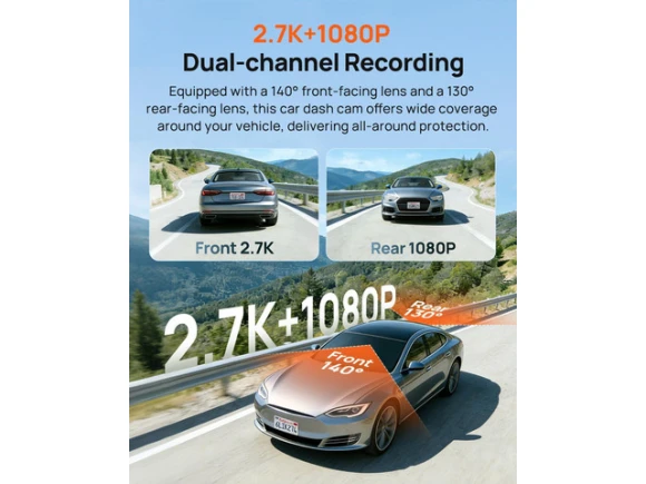 Front and Rear Dash Camera with 64GB Card — Dash Cam, 70mai