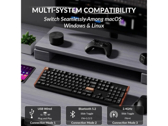Full-size wireless keyboard — Bluetooth Keyboard, Keychron