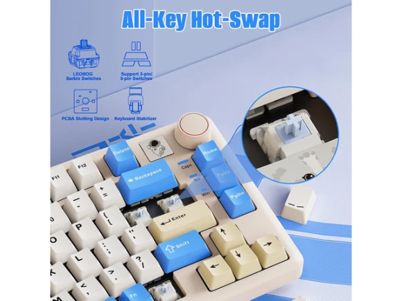 75% Layout Keyboard — Bluetooth Keyboard, LEOBOG