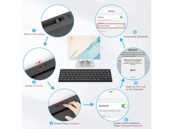 Bluetooth Keyboard for iPad, iPad Pro, iPad Air, iPad Mini, and iPhone — Bluetooth Keyboard, OMOTON