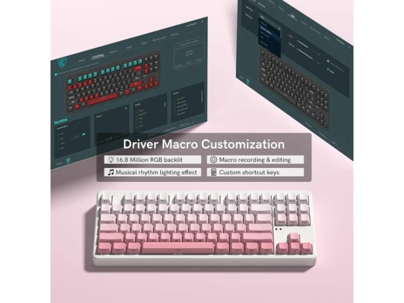Gradient Pink Wireless Mechanical Keyboard — Bluetooth Keyboard, Trisvision