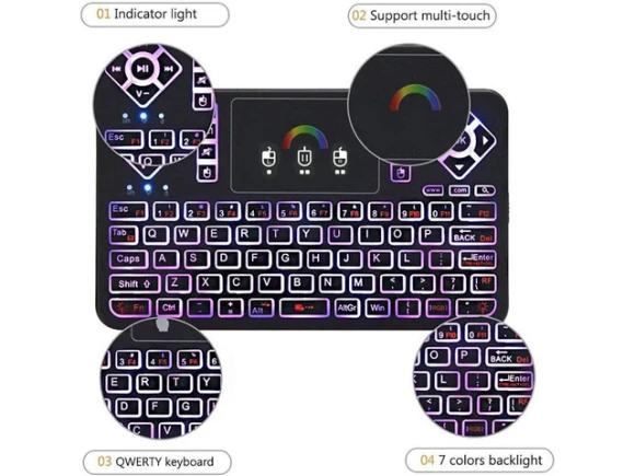 Wireless Keyboard with Touchpad and Colorful Backlighting — Bluetooth Keyboard, Trisvision