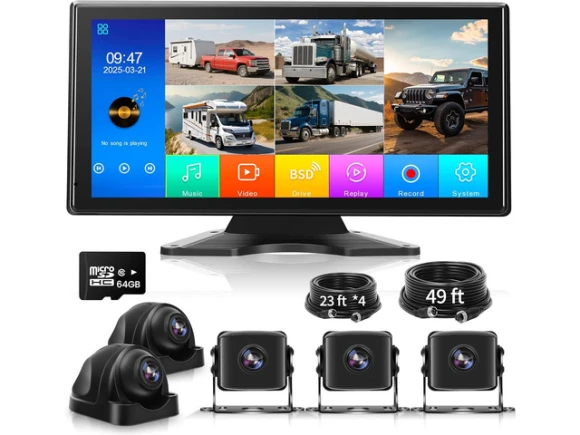 5-Channel Backup Camera System with 5 Cameras and 10.36-Inch Monitor — Backup Camera, SUNIVISION