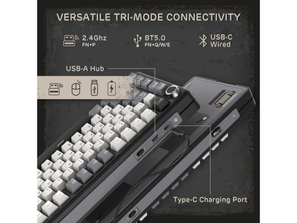 75% Tri-Mode Mechanical Keyboard — Bluetooth Keyboard, RK ROYAL KLUDGE