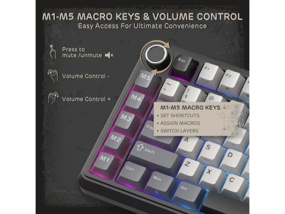 75% Tri-Mode Mechanical Keyboard — Bluetooth Keyboard, RK ROYAL KLUDGE