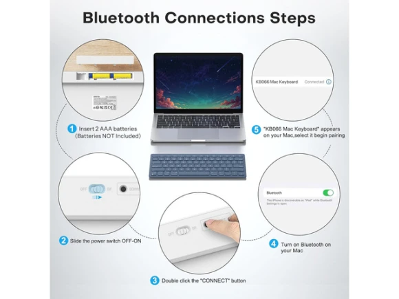 Blue Wireless Keyboard for Mac — Bluetooth Keyboard, OMOTON