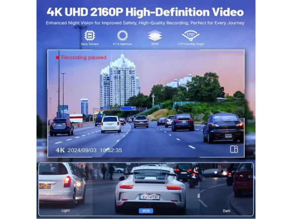 Dash Camera Set with Front and Rear Cameras and 128GB Card — Dash Cam, SUNIVISION