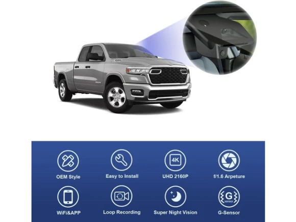 Dash Camera with 64GB Card for RAM 1500 2025, 2026 RHO — Dash Cam, Fitcamx