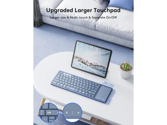 Foldable Bluetooth Keyboard with Touchpad, Blue — Bluetooth Keyboard, Samsers