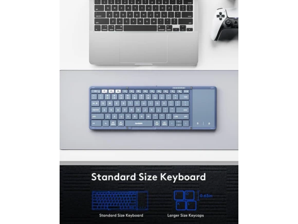 Foldable Bluetooth Keyboard with Touchpad, Blue — Bluetooth Keyboard, Samsers