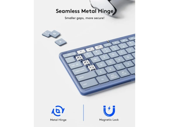 Foldable Bluetooth Keyboard with Touchpad, Blue — Bluetooth Keyboard, Samsers