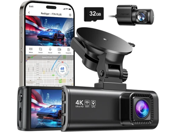 Front and Rear Dash Camera with 32GB Card — Dash Cam, REDTIGER