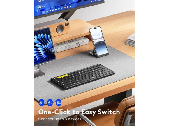 Full-Size Foldable Bluetooth Keyboard with PU Leather Cover — Bluetooth Keyboard, Samsers