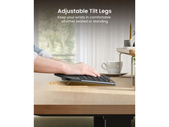 Full Size Split Keyboard with Backlighting and Cushioned Wrist Rest — Bluetooth Keyboard, ProtoArc