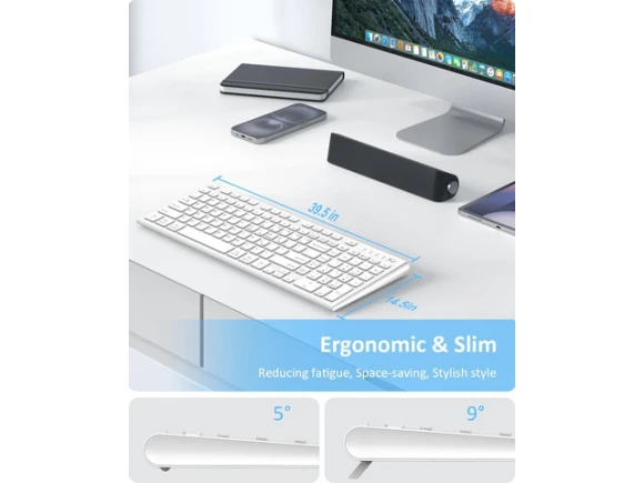 White Wireless Keyboard — Bluetooth Keyboard, FENIFOX