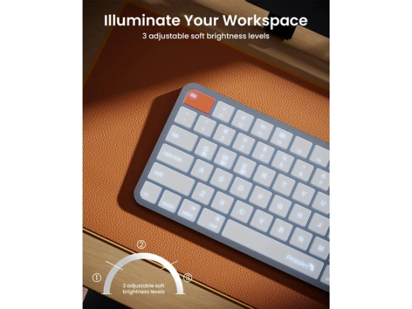 Wireless Keyboard, White Silver — Bluetooth Keyboard, ProtoArc