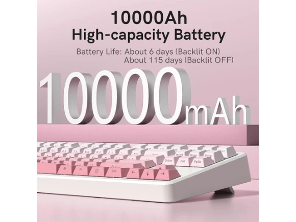 Wireless Mechanical Keyboard, Gradient Pink — Bluetooth Keyboard, SUNIVISION