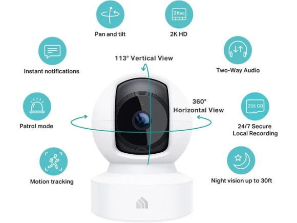 2K QHD Pan/Tilt Security Camera — Security Camera, Kasa Smart