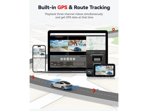 3-Channel Dash Cam with 64GB Card — Dash Cam, REDTIGER