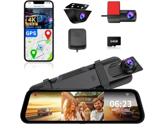3-Channel Mirror Dash Camera, 4K/3K — Dash Cam, SUNIVISION