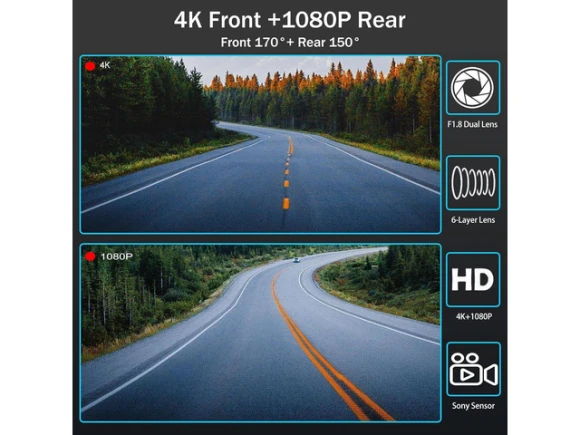 3-Channel Mirror Dash Camera, 4K/3K — Dash Cam, SUNIVISION