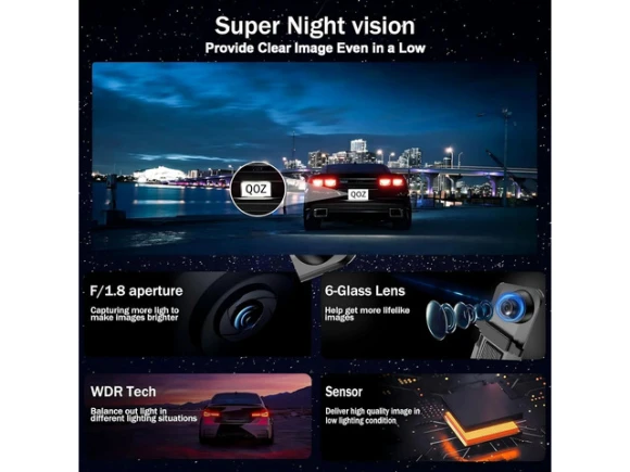 3-Channel Mirror Dash Camera, 4K/3K — Dash Cam, SUNIVISION