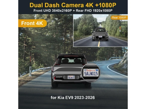 Dual Dash Cam for Kia EV9 2023–2026 Wind, Land, and GT-Line — Dash Cam, Fitcamx