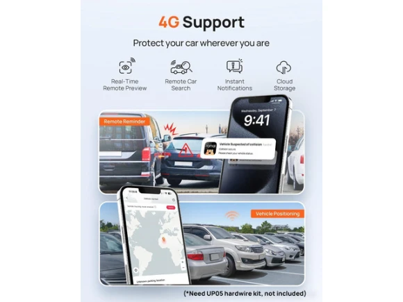 Front and rear dash camera with 64GB card — Dash Cam, 70mai