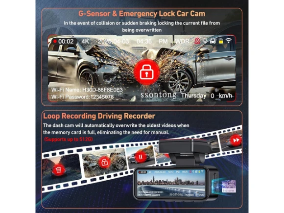 Front and Rear Dash Camera — Dash Cam, SUNIVISION