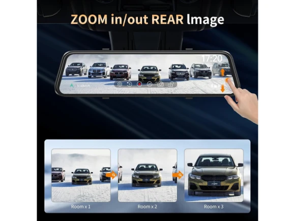 2.5K Front and Rear Mirror Dash Cam with 12-Inch Screen — Dash Cam, JOMISE