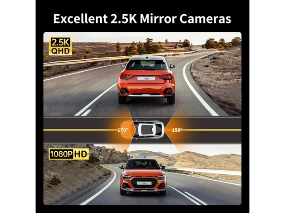2.5K Mirror Dash Cam with 12-Inch Display — Dash Cam, JOMISE