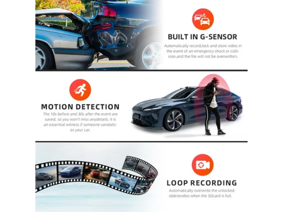 4-Channel Mirror Dash Camera — Dash Cam, SOYE