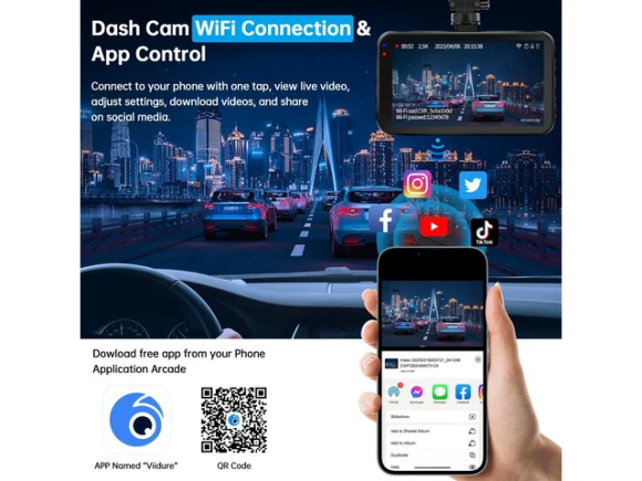 Dual Front-and-Rear Dash Camera with 64GB Card — Dash Cam, WESTWAY