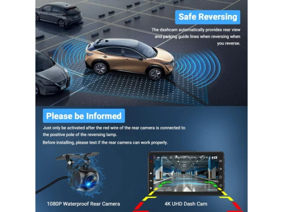 Front and Rear 4K Car Dash Camera — Dash Cam, WESTWAY