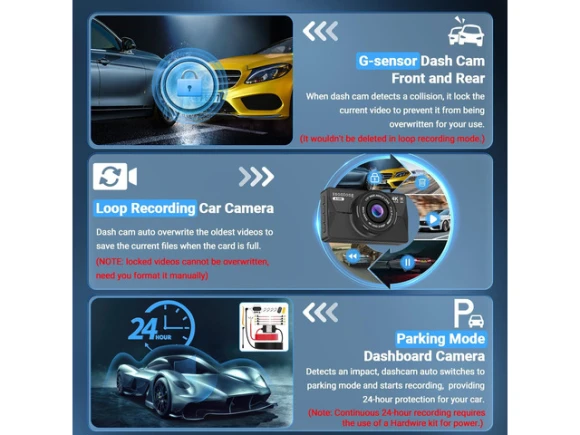 Front and Rear 4K Car Dash Camera — Dash Cam, WESTWAY