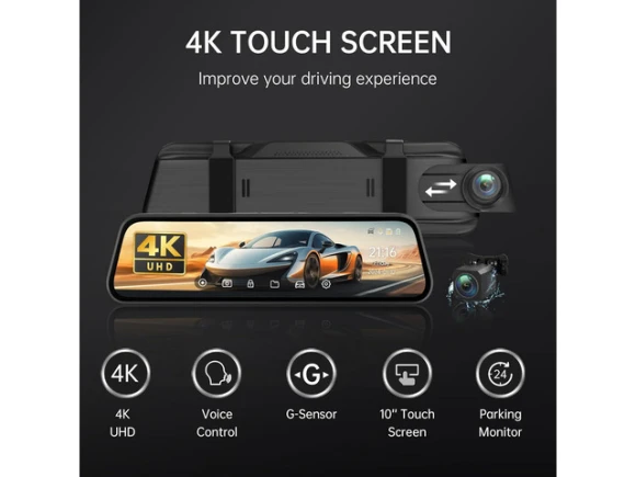 Rear View Mirror Camera with 4K Mirror Dash Camera — Dash Cam, VEEMENT