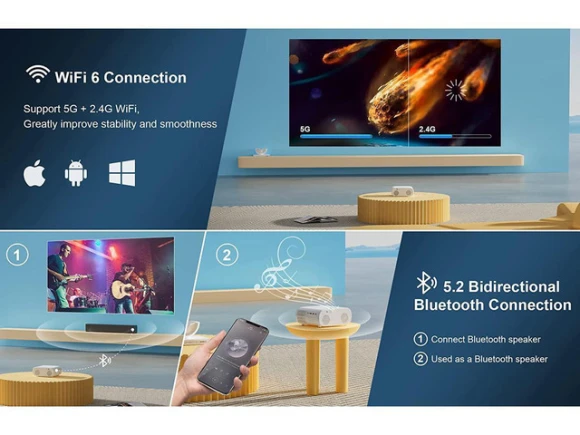 1080P Projector with 4K Support — Smart Projector, KEHIPI