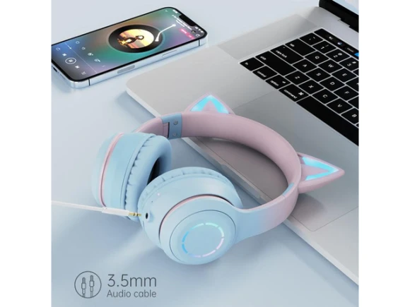 Blue Cat-Ear Headset — Wireless Earbuds, Gemdeck