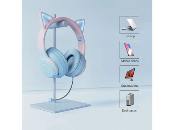 Blue Cat-Ear Headset — Wireless Earbuds, Gemdeck