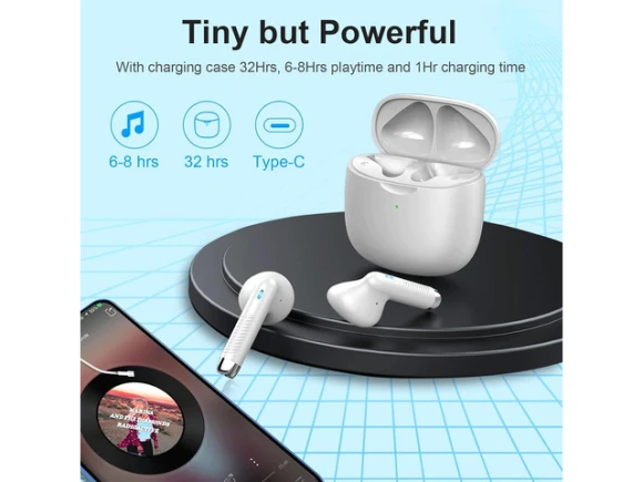 White Wireless Bluetooth Earbuds — Wireless Earbuds, KEHIPI