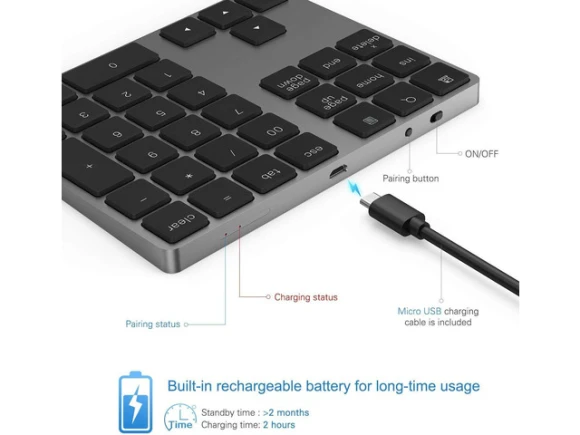 Wireless Numeric Keypad — Bluetooth Keyboard, KEHIPI