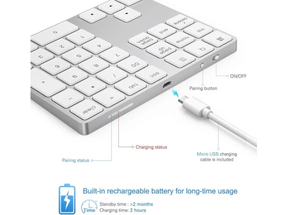 Wireless Numeric Keypad — Bluetooth Keyboard, KEHIPI