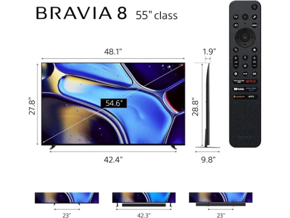 55-Inch OLED Television with HDMI Cable and Streaming Bundle — Smart TV, Sony