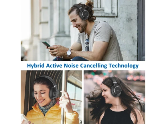 Active Noise-Cancelling Over-Ear Headphones — Wireless Earbuds, KVIDIO