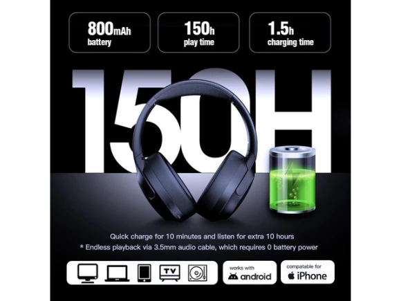 Foldable Over-Ear Headphones — Wireless Earbuds, TUKO
